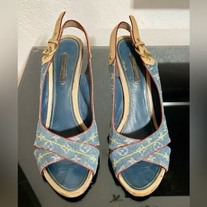 Louis Vuitton Blue Denim Heels